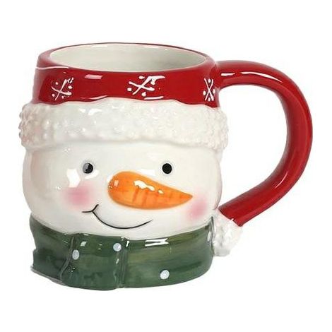 Taza de cerámica con diseño de muñeco de nieve navideño, 300 ml. (1/3)