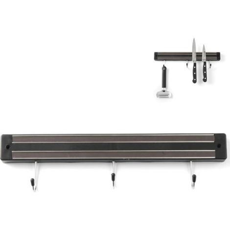 Porte-Couteaux Magnetique - 300 mm - Avec 3 Crochets - Polypropylene - Pour Cuisine (1/3)