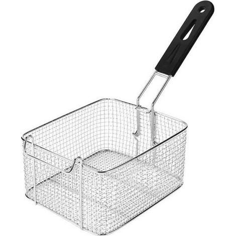 Panier Friture Longue Poignée - Friteuse électrique Maille Métallique, Panier Cuisine pour Friture Cuneary (1/5)