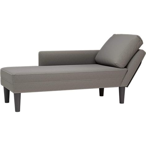Chaise longue avec coussin-Bain de soleil-Transat de relaxation gris clair tissu en velours côtelé 308807 (1/5)
