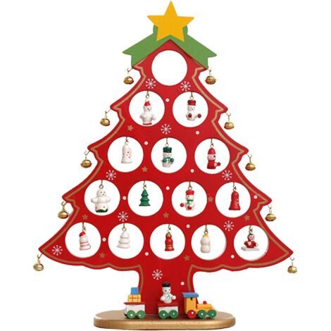 Vtizikl Haut talon bureau arbre de Noël en bois décor arbre de Noël décor pour Noël fête anniversaire, blanc grand talon haut (1/5)
