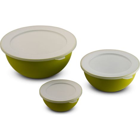 Set 3 ciotole con tappi  scodella da cucina moderna in tinta unita 3 dimensioni (1/4)