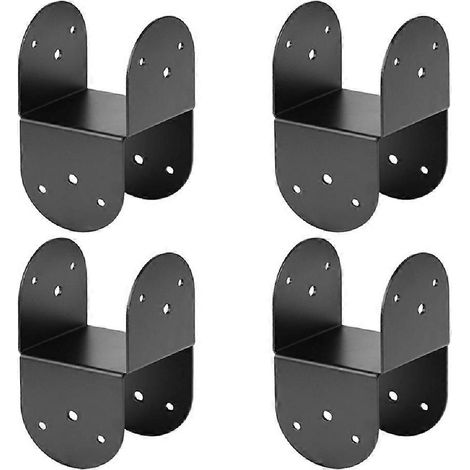 Lot de 4 supports de fixation pour poteaux 4x4, équerres de liaison supérieures pour la connexion des poteaux aux poutres, noir, utilisé pour les pergolas, les chalets en bois et les charpentes. (1/5)