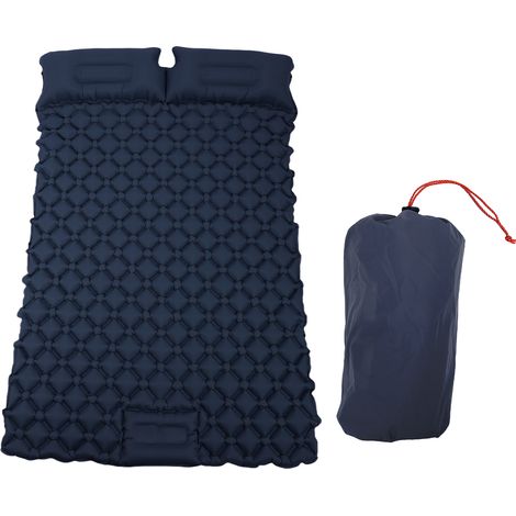 Matelas gonflable LT09 bleu marine 2 places ultra-léger en TPU avec valve intégrée et boutons pression pour camping (1/4)