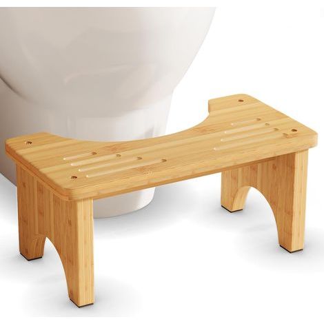 Toilettenhocker aus Bambus, Toilettenhocker aus Holz für Erwachsene, 17,8 cm (7 Zoll) hoher Toilettenhocker, Hocker für Erwachsene, rutschfester Badezimmerhocker aus Holz