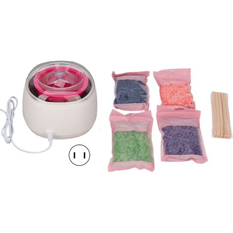 Kit cireuse à épilation blanche avec 4 sachets de perles de cire dure, pour jambes et visage, prise US 100-240V (1/5)
