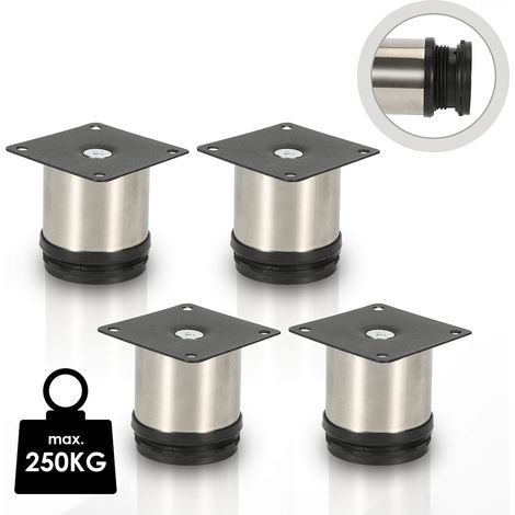4X Möbelfüße Füße Sockelfüße Schrankfüße Kommodenfuß Bett Sockelfuß Verstellbar-Edelstahl-180mm