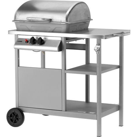 Gasgrill 5,5kW, 2 Brenner, Edelstahl 91,3 × 54,6 × 95,8 cm