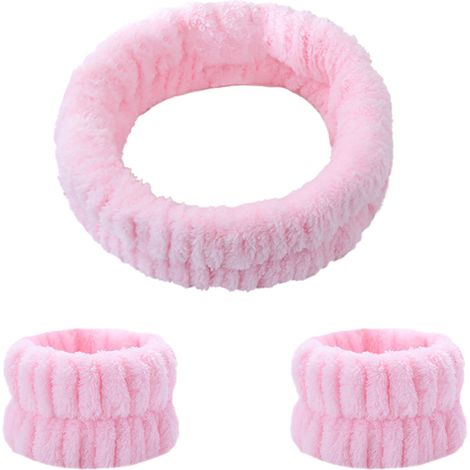 Diadema de felpa, goma para el cabello, maquillaje cosmético, lavado facial, ducha, spa. (1/5)
