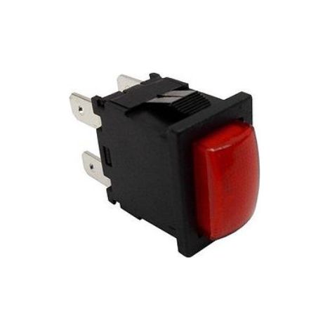 Interruptor bipolar rojo 19x13 mm. luminoso