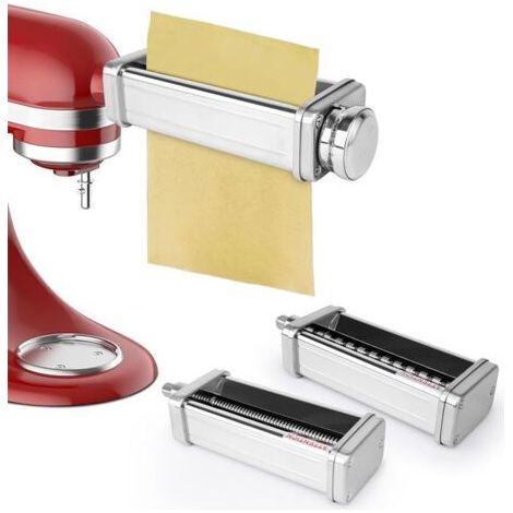 Accessoire pour Pâtes pour Kitchenaid, Comprenant un Rouleau pour Feuilles de Pâtes, un Coupe-Spaghetti et un Coupe-Fettuccini pour La Machine à Pâtes pour Kitchenaid (1/5)