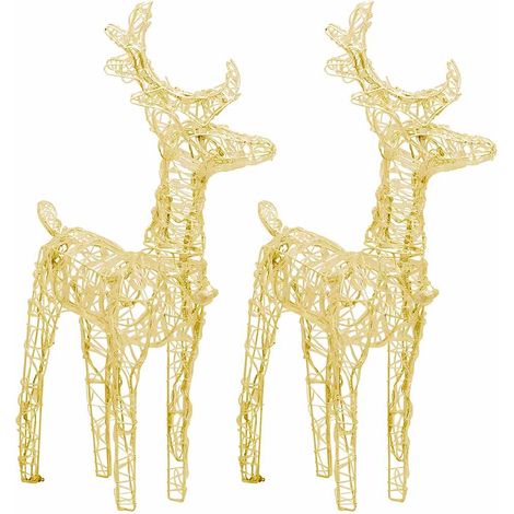 Rennes de Noël 2 pcs 80 LED Blanc chaud Acrylique