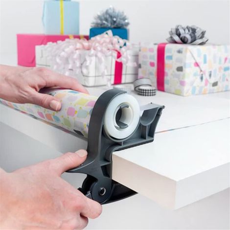 Clips para envolver regalos de Navidad, cortador de papel de regalo, dispensador de cinta adhesiva, cortador de papel para asegurar rollos de papel de regalo, 1 pieza (dirección aleatoria) (1/5)