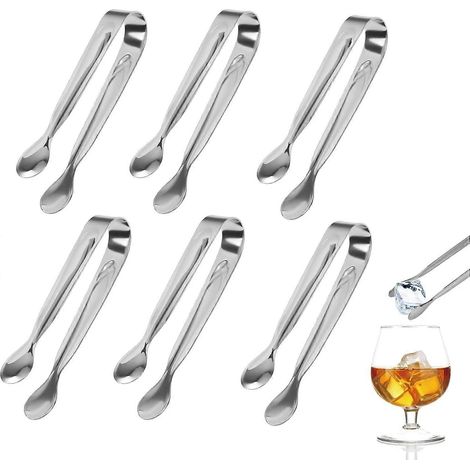 Ensemble de 6 pinces à glaçons, pinces à bonbons en acier inoxydable de 11 cm, pinces à barres chocolatées (1/4)