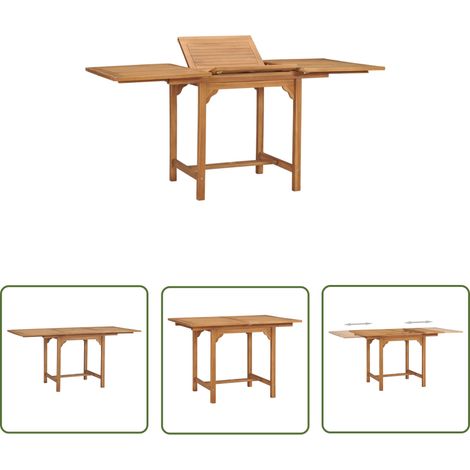 The Living Store Table extensible de jardin (110-160)x80x75 cm Teck solide - Table De Jardin - Table Extensible - Table Teck - Mobilier De Jardin - Terrasse (1/6)