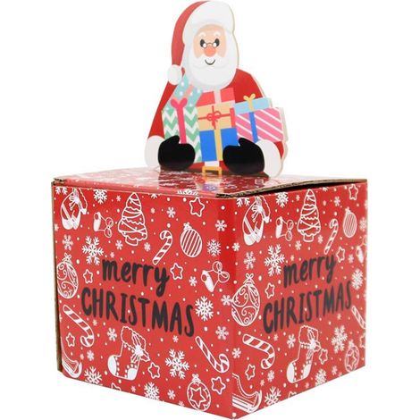 Boîte À Bonbons De Noël - Boîte À Argent Surprise Pour Cadeau - En Carton Ondule - Rouge - 1 Pièce (1/4)