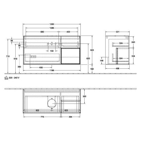 Villeroy & Boch FA72HJGM Meuble sous-lavabo Finion FA7