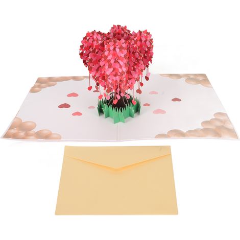 Carte 3D Arbre Cœur gravé artisanal, carte de vœux personnalisable pour la Saint-Valentin, élégante et écrite. (1/5)