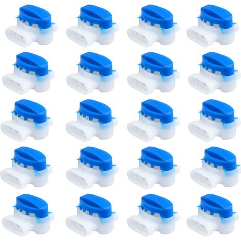 Lot de 20 connecteurs de câbles pour tondeuses robotisées, connecteurs 314, borniers bleus auto-dénudants et étanches, bornes tripolaires pour tondeuses robotisées de jardin et automatiques.-DOU