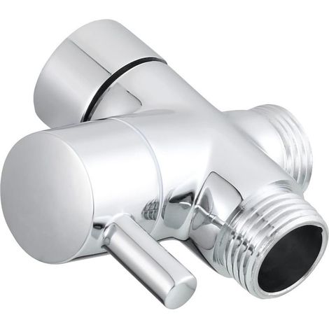 Grifo de latón macizo de 3 vías, conexión universal para cabezales de ducha de mano, cromado. (1/4)