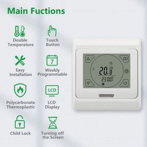 Thermostat De Chauffage - Programmable Hebdomadaire - Écran Tactile - 230 V - 3 A - Pour Systèmes Électriques - 1 Pièce (1/5)