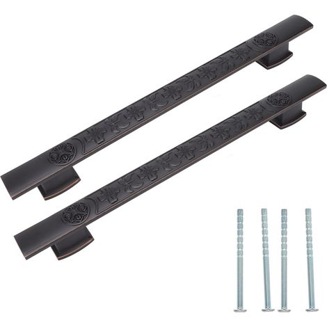 Lot de 2 poignées de porte rétro à pression, en alliage de zinc, style vintage européen, pour placard de cuisine, noir et rouge. (1/5)