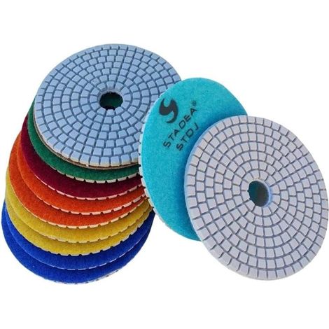 5-pack - Waterpolijstpads - Diamantpolijstpads - Steenpolijstpads - Marmer - Graniet - 100 mm - 300 mesh (1/4)