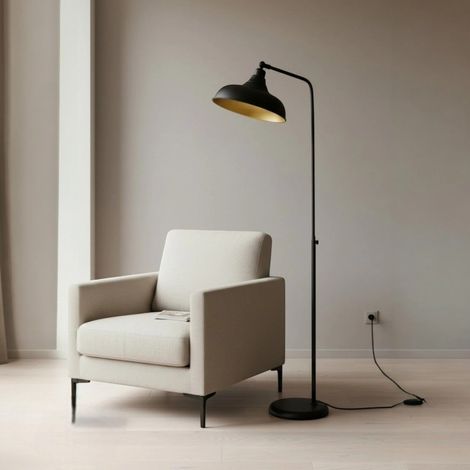 Lampadaire Velor Métal Moderne E27 Largeur 37 cm Abat-jour Réglable Tablette Variateur (1/5)