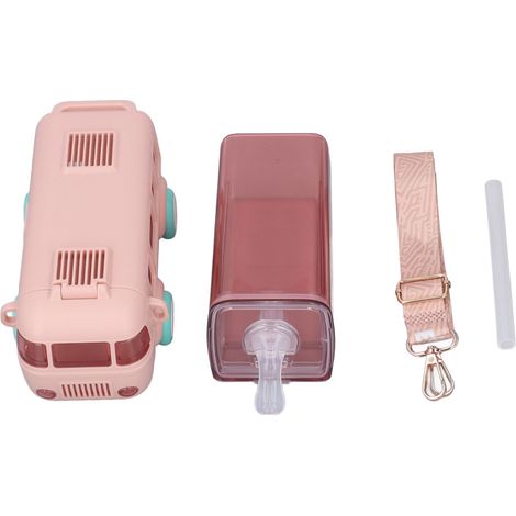 Gourde en forme de bus, étanche à 360°, détachable, facile à nettoyer, portable et mignonne, rose, 500 ml, idéale pour la maison, l'école et les activités de plein air (1/5)