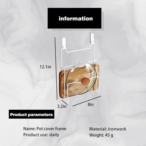 Porta coperchi verticale per pentole, scaffale portaoggetti da parete, non richiede foratura, scolapiatti da cucina, porta taglieri - Bianco (1/3)