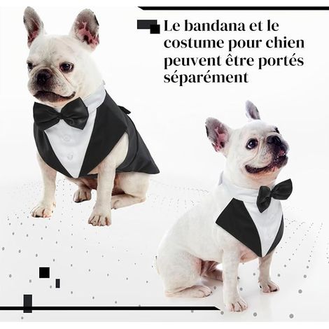 Formal Tuxedo for Dogs, Set Costume and Bandana for Wedding Shirt with Bow Tie Clothes for Dogs Elegant Tuxedo for Wedding Party Festival Halloween Christmas (Black S) (1/2)