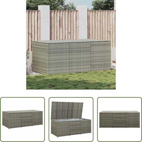 Rangement extérieur - Boîte de rangement de jardin résine tressée 180x90x70 cm gris (1/5)