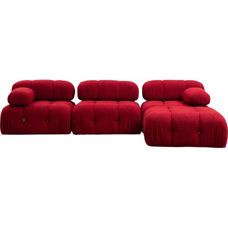 Les Tendances – Canapé d'angle modulable 4 places – Tissu haut de gamme 100% polyester – Dimensions L 288 x P 95 x H 75 cm – Rouge cerise (1/5)