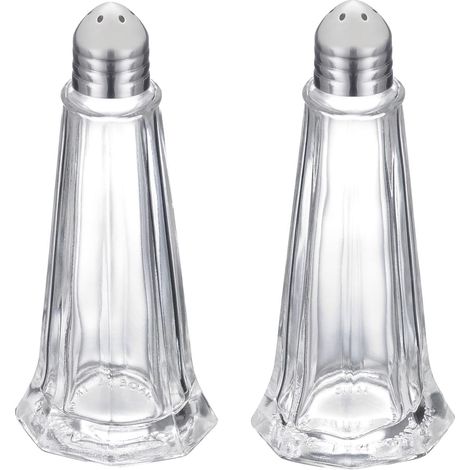 Salière et Poivrière, Set de 2, Capacité : env. 40 ml, Verre/Acier Inoxydable, Argent/Transparent, 65262270 (1/5)