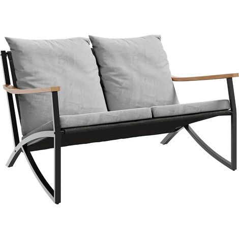 Banc de jardin,Banquette de jardin,Chaise avec coussins 120 cm noir acier CFW86462 (1/5)