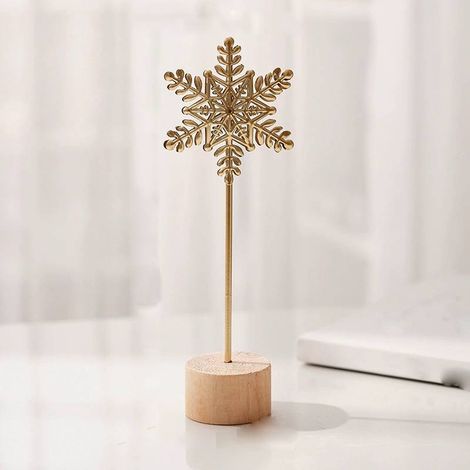 Set aus 2 dekorativen Metallskulpturen in Form von Schneeflocken, moderne Kunst, goldenes Schneeflockenmuster für Schlafzimmer, Badezimmer und Wohnzimmer, Innendekoration (7,87 x 2,75 Zoll)