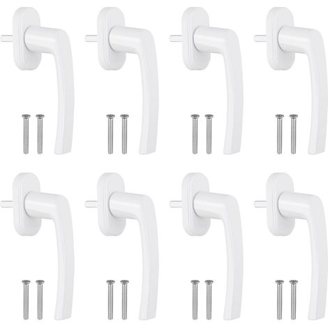 8PCS Poignées de Fenêtre en Aluminium Blanc Serrure de Fenêtre sans Cylindre de Serrure Longueur de La Tige 35 mm pour Toutes Les Fenêtres et Portes de Balcon Courantes (1/5)