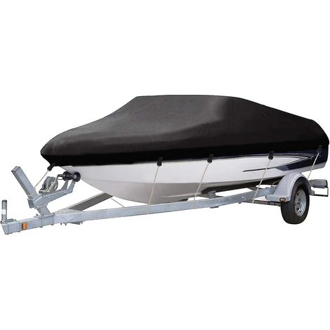 Housse de bateau multi-tailles en tissu Oxford 210D noir, résistante et imperméable, type V, 17-19 pieds, 600 x 310 cm (1/5)