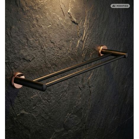 PaulGurkes Handtuchstange 2er Matt-Schwarz Rose-Gold Bad-Acessoire (1/5)
