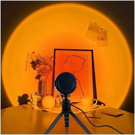 Lampe Coucher De Soleil, Sunset Aura Projection Lamp, Luminosité RéGlable Romantique LED Light Rainbow Lampe, pour Anniversaire FêTe Salon Chambre (1/5)