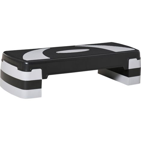 Stepper aérobique, hauteur réglable 10-15-20 cm, antidérapant, noir et gris (1/5)