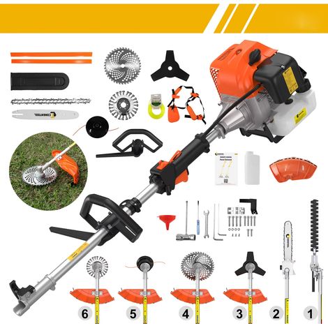 Tondeuses à essence, désherbeurs, taille-haies, ébrancheurs, débroussailleuses, scies sur perche, tronçonneuses, outils d'entretien du jardin