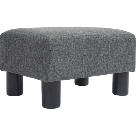 Pouf rettangolare imbottito in lino grigio scuro 40 x 30 x 24 cm (1/5)