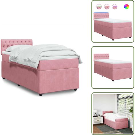 vidaXL Sommier à lattes de lit avec matelas Rose 90x190 cm Velours