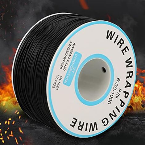30 Awg Kabel Kabel 0 1Roll Wire Wrapping Single Copper Wire Strand 30Awg Cable 0.25Mm Core Diameter (Black) (Noir) (1/3)