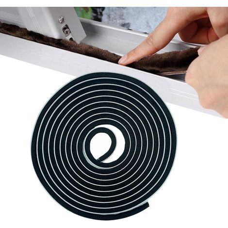 Joint Brosse Porte, 10 M(L) x 9 mm(B) x 5 mm(D), Noir, Joint Fenetrepour Lsolation Phonique Porte, Joint Brosse Adhesif, Joint Brosse Porte Coulissante, Joint Brosse Moustiquaire (1/5)