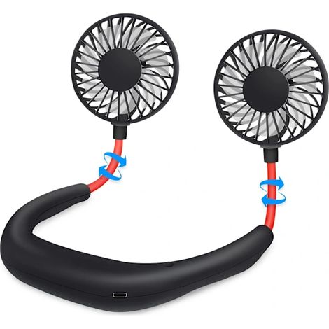 Ventilateur de cou portable mains libres USB, mini ventilateur de sport à suspendre, petit ventilateur de bureau idéal pour le bureau.-AquaForge (1/5)