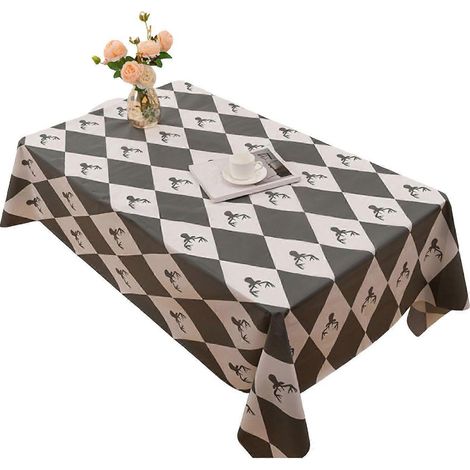 Nappe de style nordique, imperméable et résistante à l'huile, sans lavage, à carreaux, pour une utilisation intérieure et extérieure, facile à nettoyer, idéale pour les tables à manger, les bureaux et (1/5)