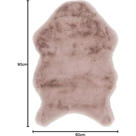 Tapis Forme Peau Fausse Fourrure Poil Fin Rose Poudre Polyester H2 x 60 x 90 cm (1/5)