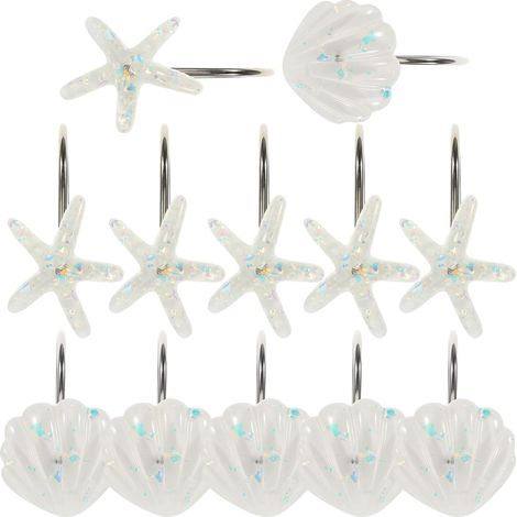 Packung Duschvorhanghaken Muschel und Sterndesign robust und